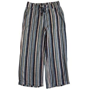 Naturals D&Co Linen  Blend Pull on Pants Milticolored Striped Pants Size XXS NWT